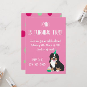 Convite Bernese Mountain Dog Puppy Aniversário