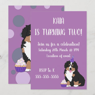 Convite Bernese Mountain Dog Puppy Aniversário