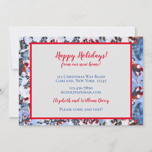 Convite Berries de maçã vermelha em neve - Nova placa domé (Frente)