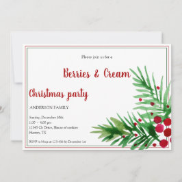 Convite Berries de Natal e Creme em Vermelho e Verde
