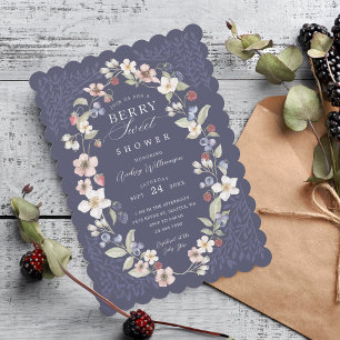 Convite Berries e Flores Selvagens Chás de fraldas Berry S