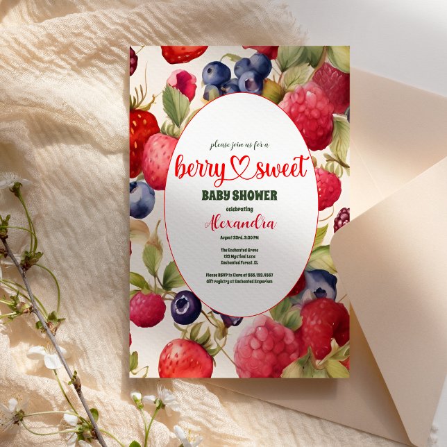 Convite Berries e Flores Selvagens Chás de fraldas Berry S (Criador carregado)