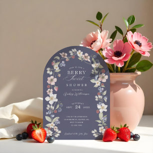 Convite Berries e Flores Selvagens Chás de fraldas Berry S