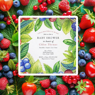 Convite Berries Strawberry Berry Sweet Chá de fraldas