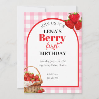 Convite Berry 1rua Bday Strawberry Invite