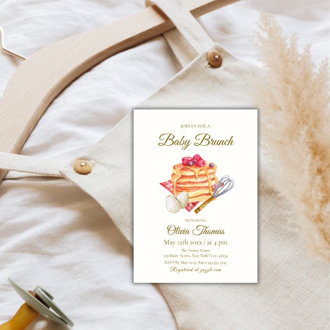 Convite Berry Baby Brunch Pancake Ovo Chá de fraldas (Berry Baby Brunch Pancake Egg Whisk Baby Shower Invitation)