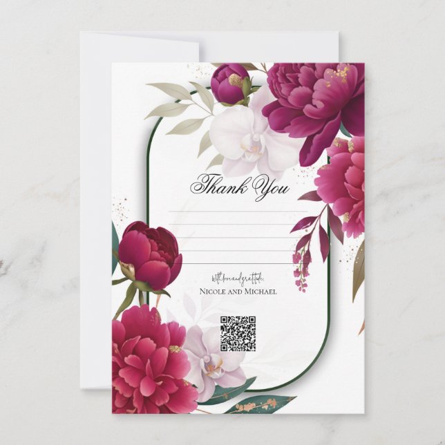 Convite Berry Bloom Garden Floral Glam Wedding  (Frente)