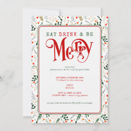 Convite Berry Branch Coma, Beba Feliz Natal Potluck