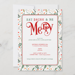 Convite Berry Branch Coma, Beba Feliz Natal Potluck
