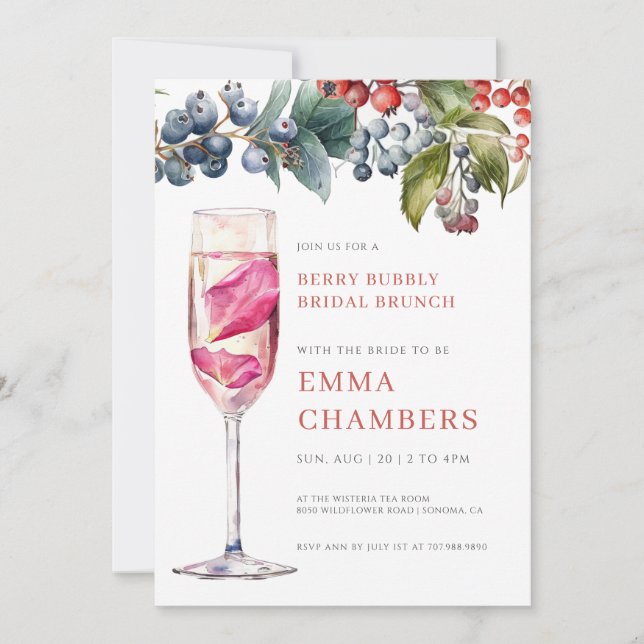 Convite Berry Bubbles Bridal Brunch (Frente)