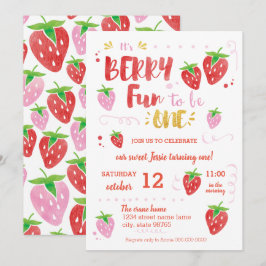 Convite Berry Divertido para ser UMA primeira festa de ani