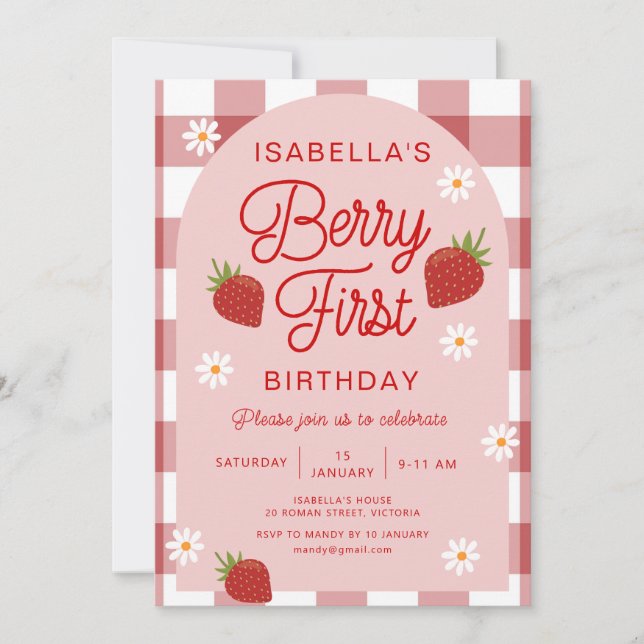 Convite Berry First Birthday (Frente)