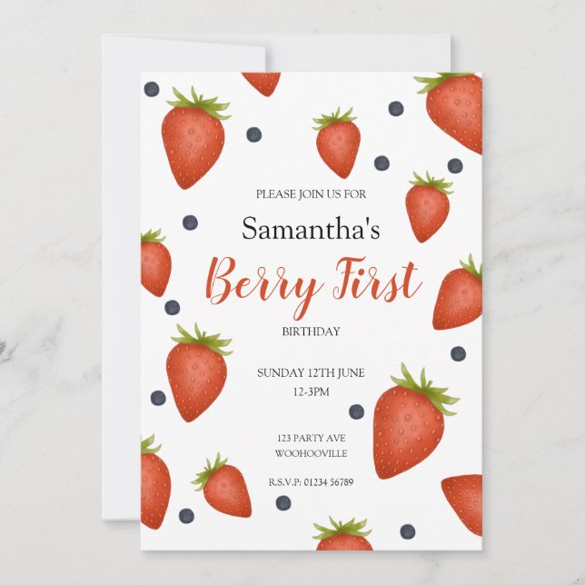 Convite Berry First Birthday (Frente)