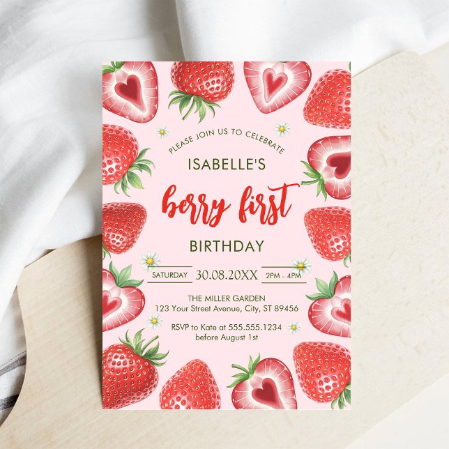 Convite Berry First Birthday 1st Birthday Invitation (Criador carregado)