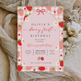 Convite Berry First Birthday Invitation, Editable 1st Birt