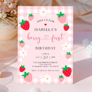 Convite Berry First Birthday Invitation, Editável 1rua Bir