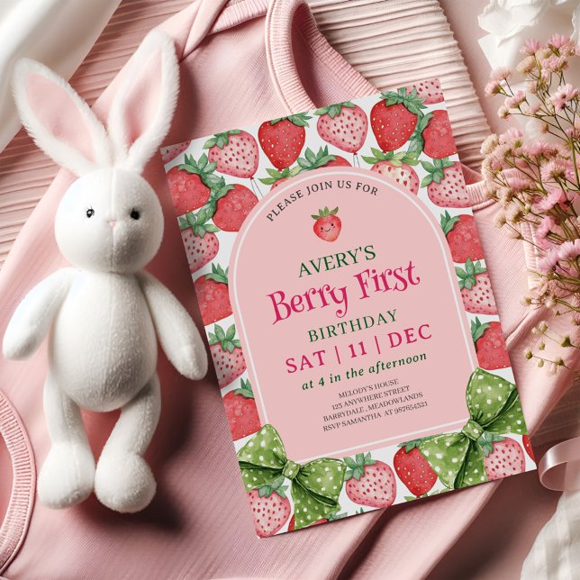 Convite Berry First Birthday Party 1st Birthday  (Criador carregado)