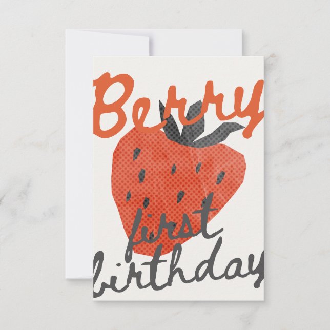 Convite Berry First Birthday Party Invitation (Frente)