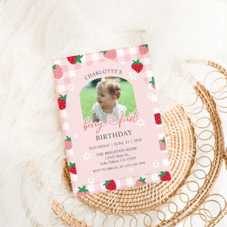 Convite Berry First Birthday Photo Invitation