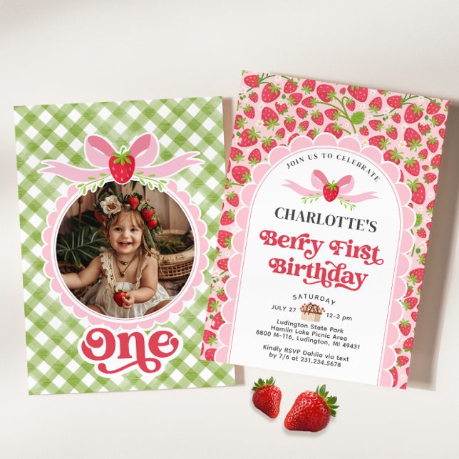 Convite Berry First Birthday primeiro aniversario (Berry First Birthday 1st Birthday Invitation)