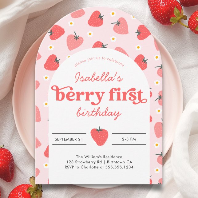 Convite Berry First Birthday primeiro aniversario (Berry First Birthday 1st Birthday Invitation)