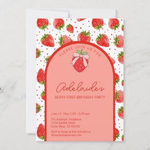 Convite Berry First Birthday primeiro aniversario Strawber