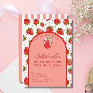 Convite Berry First Birthday primeiro aniversario Strawber