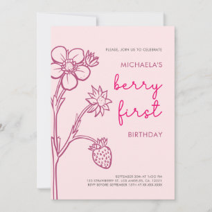 Convite Berry First Birthday primeiro aniversario Strawber