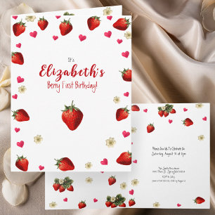 Convite Berry First Birthday Red Strawberry 1rua
