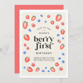 Convite Berry First Birthday Strawberry Birthday