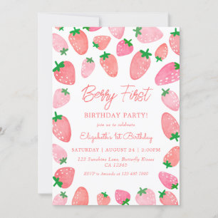 Convite Berry First Birthday Strawberry primeiro aniversar