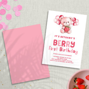Convite Berry First Birthday Strawberry primeiro aniversar