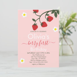 Convite Berry First Birthday Strawberry primeiro aniversar