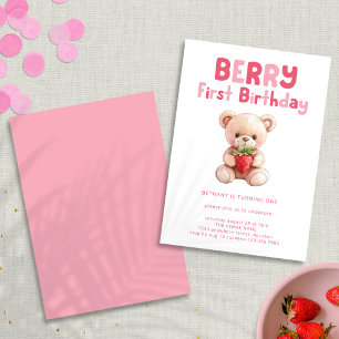 Convite Berry First Birthday Teddy Bear primeiro aniversar