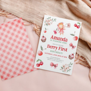 Convite Berry First Cherry Fairy Birthday