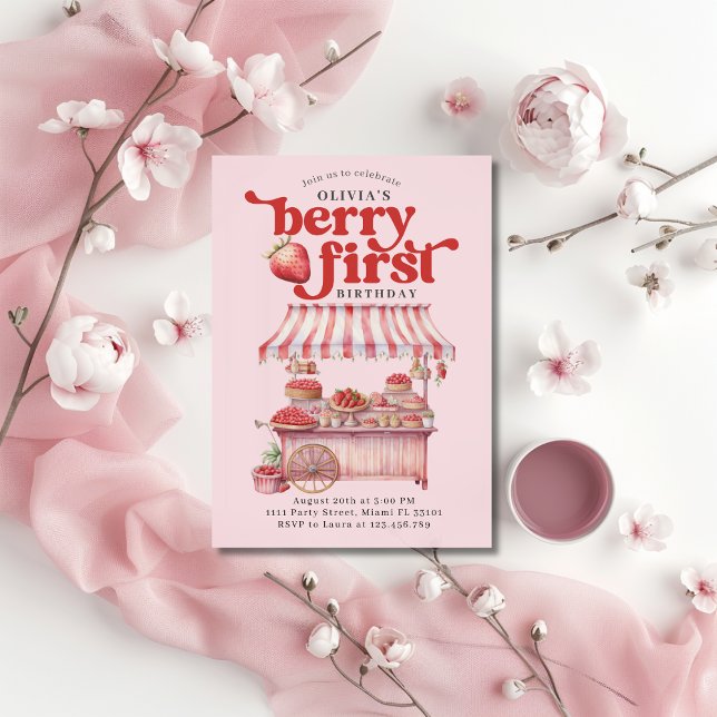 Convite Berry First Girl do Partido do primeiro aniversari (Criador carregado)