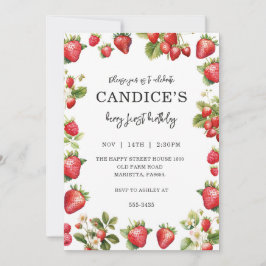 Convite Berry First Invitation for Birthday Fruit Party 