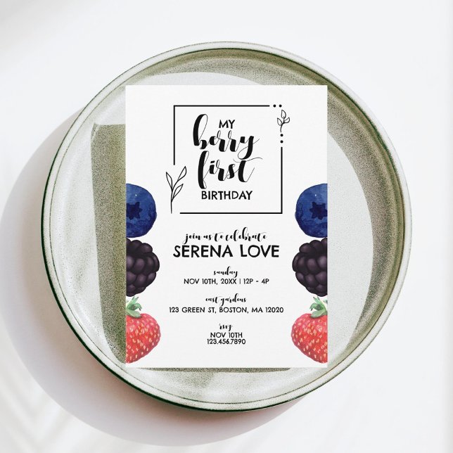 Convite Berry First | PRIMEIRO ANIVERSARIO | Mistura de be (Criador carregado)