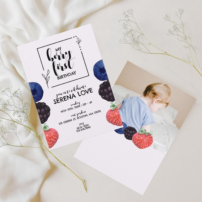 Convite Berry First | PRIMEIRO ANIVERSARIO | Mistura de be (Criador carregado)