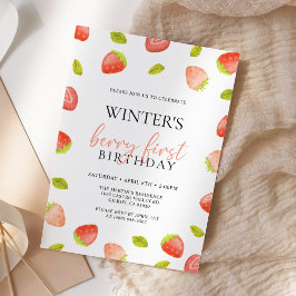 Convite Berry First Strawberry Birthday