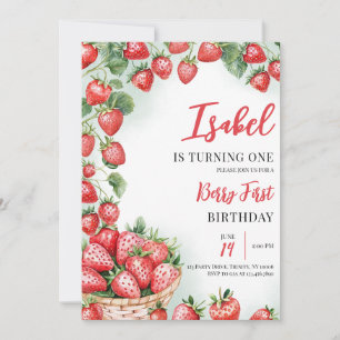 Convite Berry First Strawberry Birthday