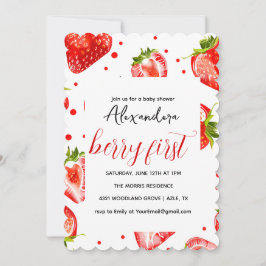 Convite Berry First Strawberry Birthday Convite, Vermelho