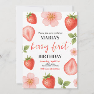 Convite Berry First Strawberry primeiro aniversario