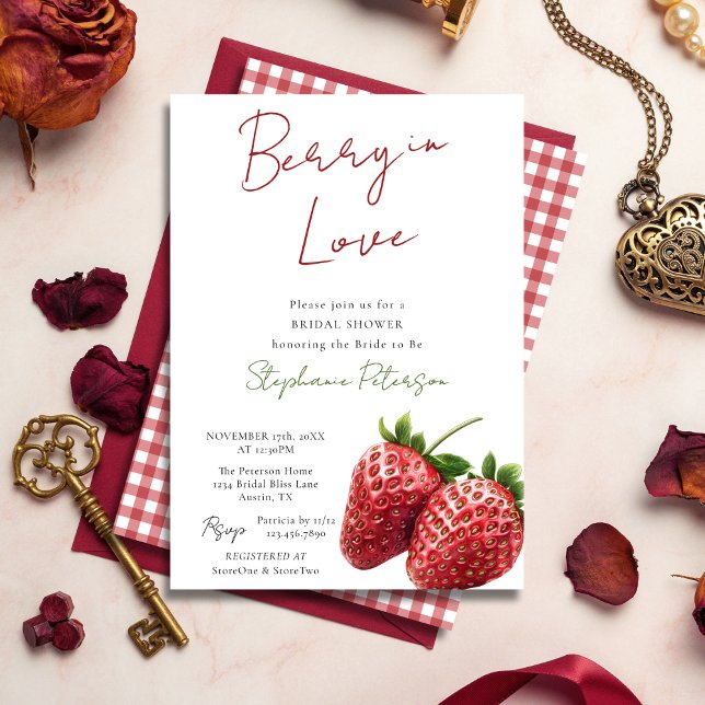 Convite Berry In Love Bridal Shower Invitation Template (Criador carregado)
