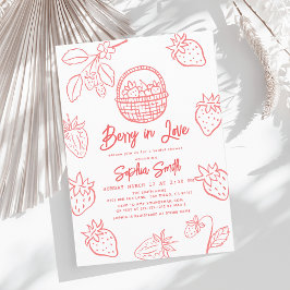 Convite Berry in Love Hand-drawn Strawberry Bridal Shower
