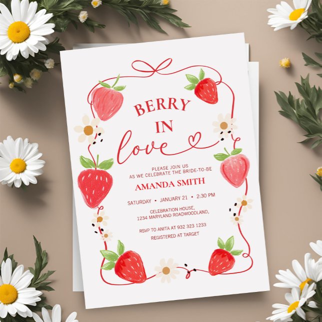 Convite Berry In Love Red Arco Chá de panela (Criador carregado)