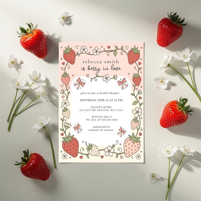 Convite Berry in Love Strawberry Bridal Shower (Berry in Love Strawberry Bridal Shower Invitation)
