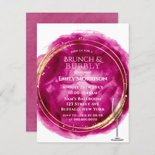 Convite Berry Pink Watercolor Dourado Brunch e Bolsas