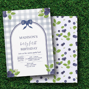 Convite Berry Primeiro 1º Aniversário Blueberry Crianças X