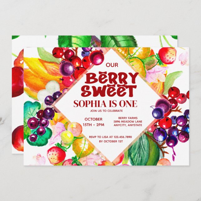Convite Berry Sweet (Frente/Verso)